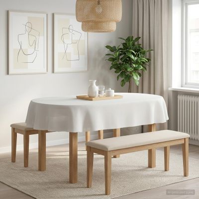 vidaXL Uterák na stôl Oválny Biela 160 x 220 cm