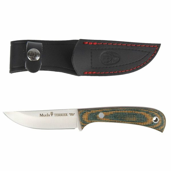 Muela TERRIER-9G lovecký nôž 8,8 cm, zeleno-žltá, Micarta, kožené puzdro