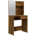 vidaXL Toaletný stolík so zrkadlom dymový dub 74,5x40x141 cm