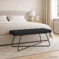 vidaXL Lavica s gombíkovým prešívaním Čierna 110 x 40 x 46 cm Látka