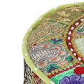 vidaXL Patchwork taburetka z bavlny okrúhla 40x20 cm zelená