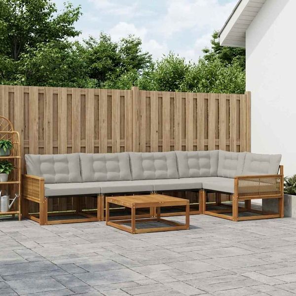 vidaXL Záhradná súprava gaučov s vankúšom 6 pcs Prírodná a svetlosivá