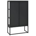 vidaXL Vysoká skrinka čierna 80x35x135 cm oceľ a tvrdené sklo