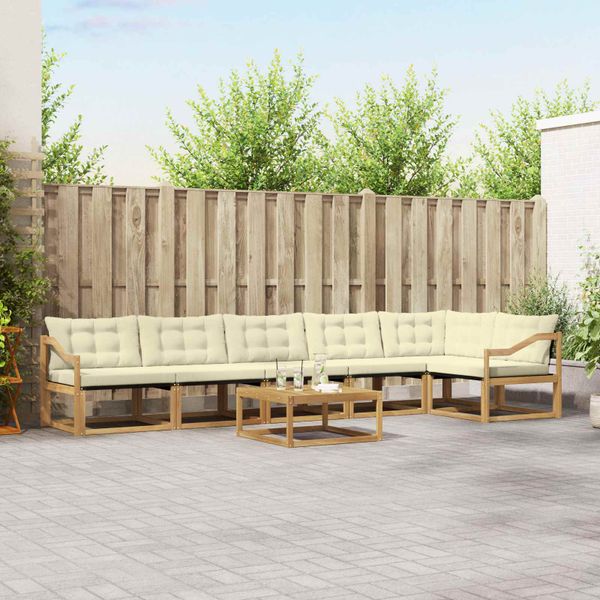 vidaXL Záhradná súprava gaučov 7 pcs Biela a krémová 79 x 79 x 37 cm