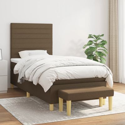 vidaXL Posteľný rám boxsping s matracom hnedý 80x200 cm látka
