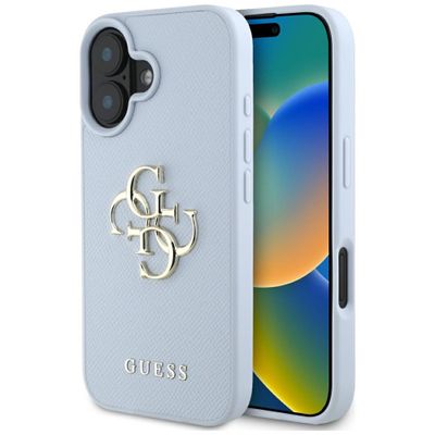 Puzdro Guess Hardcase PU Grained Big 4G a Classic Logo pre iPhone 16 6,1" modré