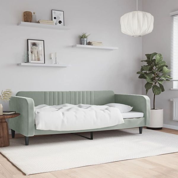 VidaXL Denná posteľ bledosivá 100x200 cm zamat