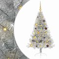 vidaXL Umelý predsvietený vianočný stromček Strieborná 150 cm PET