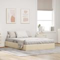 vidaXL Otomanový posteľný rám s úložiskom Krémová 140 x 190 cm látka