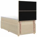 vidaXL Posteľ boxspring s matracom Krémová 90 x 200 cm Látka