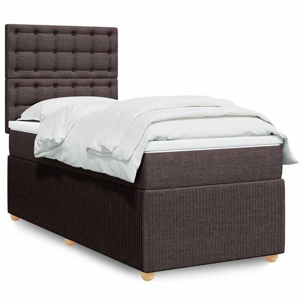 vidaXL Posteľný rám boxsping s matracom hnedý 80x200 cm látka