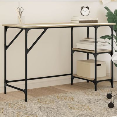 vidaXL Stôl dub sonoma 120x50x75 cm kov a kompozitné drevo