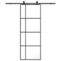 vidaXL Posuvné dvere s kovaním čierne 76x205 cm ESG sklo