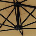 vidaXL Nástenný záhradný slnečník s LED 300 cm, sivohnedý