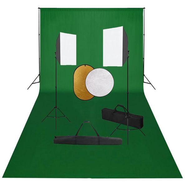 vidaXL Fotografické vybavenie so softboxami, pozadím a reflektorom