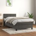 vidaXL Posteľný rám boxspring s matracom tmavosivý 90x200 cm zamat