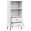 vidaXL Knižnica s 2 zásuvkami biela 60x35x128,5 cm masívne drevo OSLO