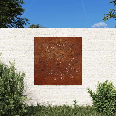 vidaXL Záhradná dekorácia 55x55cm kortenová oceľ dizajn slnka