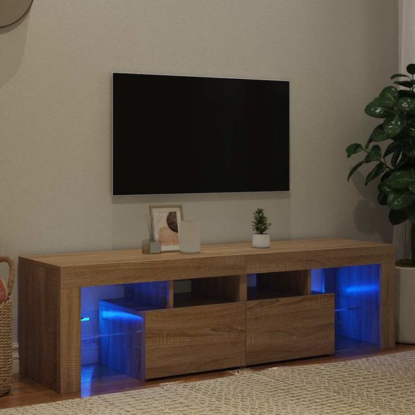 vidaXL TV skrinka s LED svetlami, dub sonoma 140x36,5x40 cm