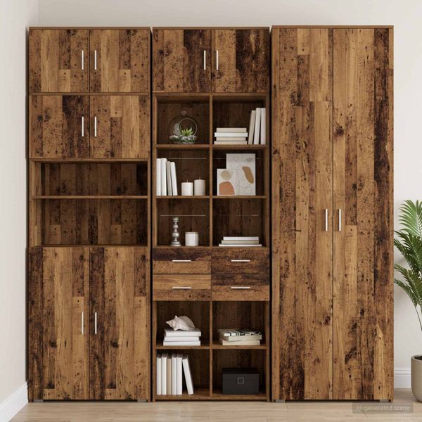 vidaXL Úložný kabinet so policami Staré drevo 70 x 42,5 x 225 cm