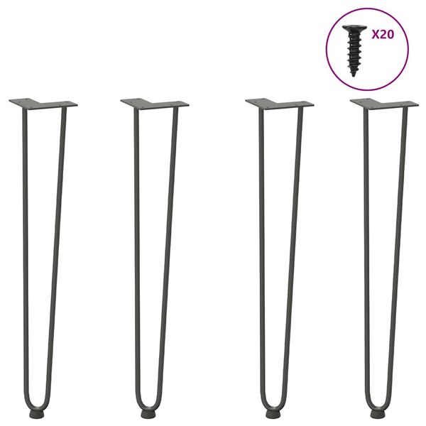 vidaXL vlásenkové nohy pre konzolové stolíky 4 ks, antracitové 72 cm, masívna oceľ