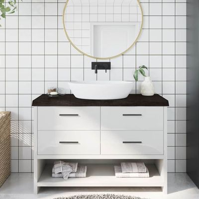 vidaXL Kúpeľňová doska tmavohnedá 120x60x(2-6) cm ošetrený masív
