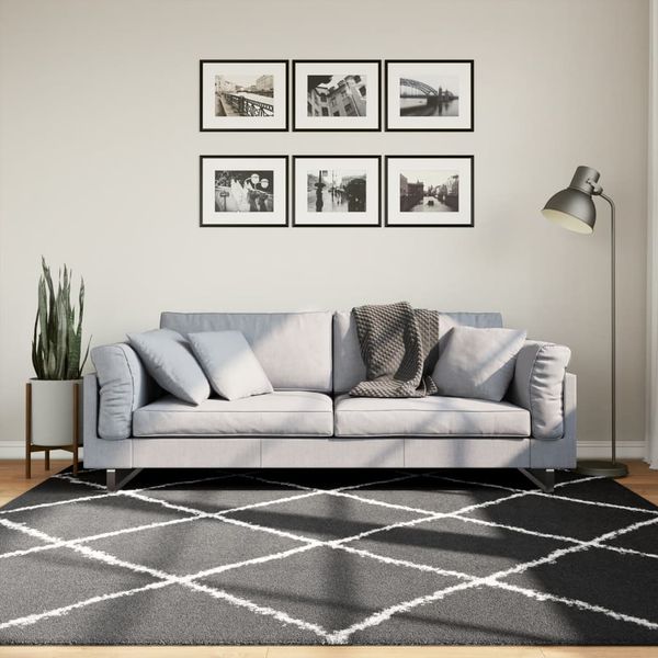 vidaXL Shaggy koberec PAMPLONA, vysoký vlas, čierno krémový 200x200 cm