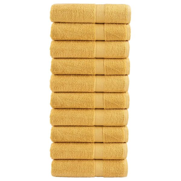 vidaXL Prémiové sprchové uteráky SOLUND 10 ks zlaté 70x140 cm 600 g/m2