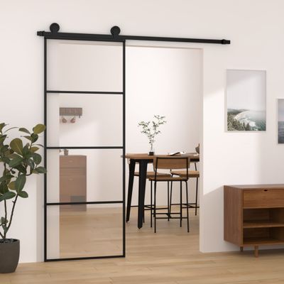 vidaXL Posuvné dvere s kovaním 76x205 cm ESG sklo a hliník