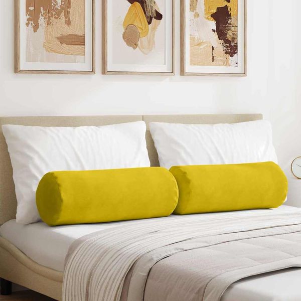 vidaXL Podložkové vankúše 2 pcs Žltá Ø 25 x 70 cm Kordúrová tkanina