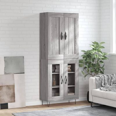 vidaXL Vysoká skrinka sivý dub sonoma 69,5x34x180 cm spracované drevo