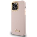 Guess Case for iPhone 15 Pro 6.1" GUHCP15LSMBSLP Pink HC SILICONE SCRIPT METAL LOGO & FRAME