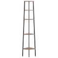 vidaXL Rohový regál s 5 policami, tmavohnedo čierny 45,5x31,5x180 cm