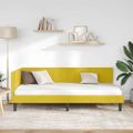 vidaXL Rohový rám postele s čelnou doskou Žltá 100 cm x 200 cm Zamat
