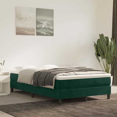 vidaXL Posteľný rám s boxspringom tmavozelený 120x200 cm zamat