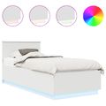 vidaXL Rám postele s LED pásikmi Biela 100 x 200 cm Kompozitné drevo