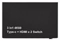 NEDIS HDMI přepínač/ 1x USB-C/ 2x HDMI vstup/ 1x HDMI výstup/ 4K@60Hz/ 18.0 Gbps/ kov/ antracit HDMI switch, 3 porty, 2× HDMI + 1× USB-C vstup, 1× HDMI výstup, 4K@60Hz, 18 Gbps, dálkové ovládání, kovový, antracit