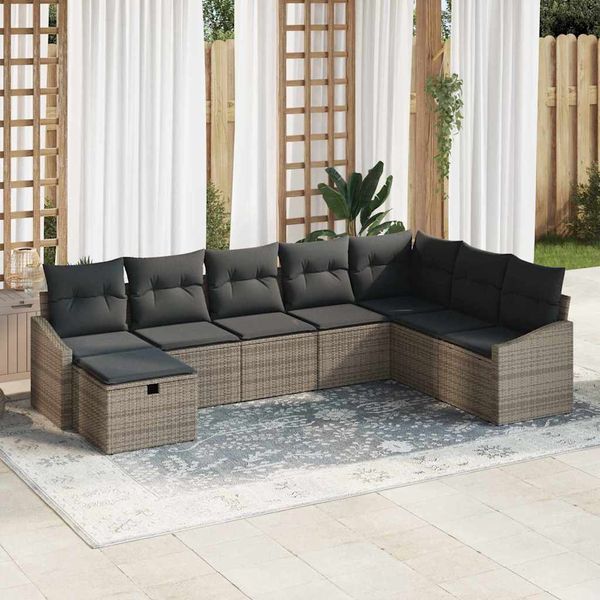 vidaXL Sada pohoviek s vankúšom 9 pcs polyratan