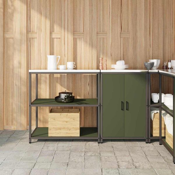 vidaXL Kuchynský úložný set HATTEM 2 pcs Olivovo zelená