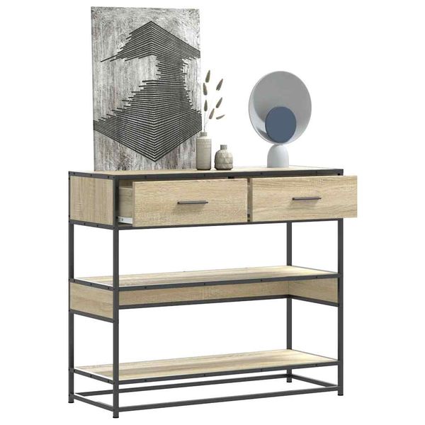 vidaXL Konzolový stolík dub sonoma 90x35x80 cm kompozitné drevo