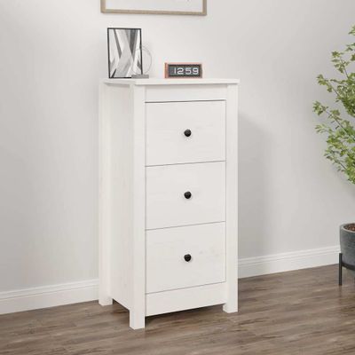 vidaXL Komoda biela 40x35x80 cm borovicový masív