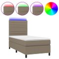 vidaXL Posteľ boxsping s matracom a LED sivohnedá 80x200 cm látka