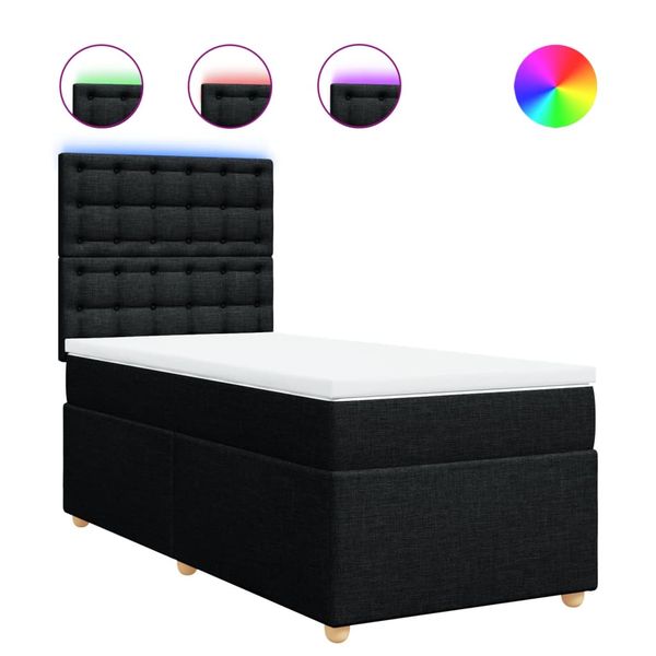 vidaXL Posteľný rám boxspring s matracom čierny 90x190 cm látka