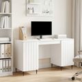 vidaXL Stôl Biela s vysokým leskom 142,5 x 50 x 75 cm Kompozitné drevo