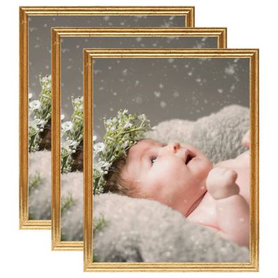 vidaXL Fotorámiky na stôl, koláž 3 ks, zlaté 13x18 cm, MDF