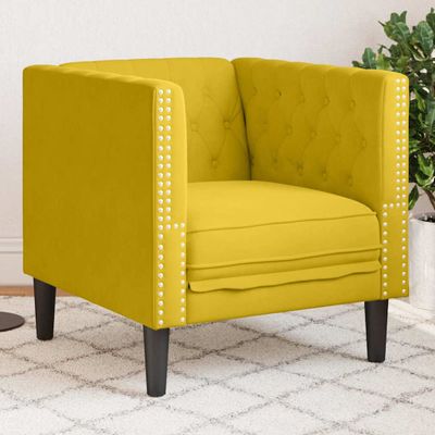 vidaXL Pohovka Chesterfield žltá zamat