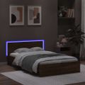vidaXL Posteľný rám s čelom a LED hnedý dub 120x190 cm