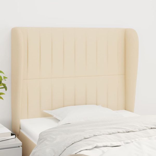 vidaXL Čelo postele so záhybmi krémové 103x23x118/128 cm látka