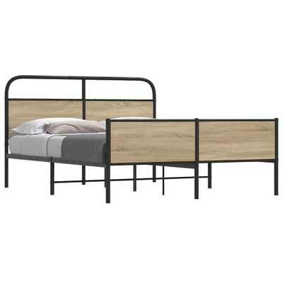 vidaXL Kovový posteľný rám bez matraca dymový dub 180x200 cm