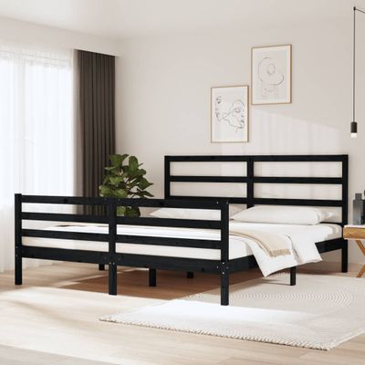 vidaXL Posteľný rám, čierny, borovicový masív 180x200cm Super King